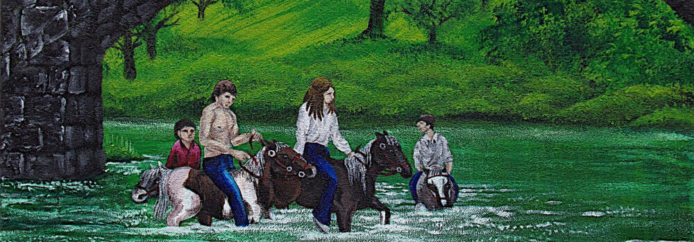 Romanichal Ponies in the River Eden Acrylic Painting By The GYPSY