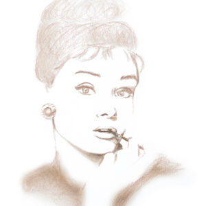 Audrey Hepburn Crayon Portrait By Mad Hatter