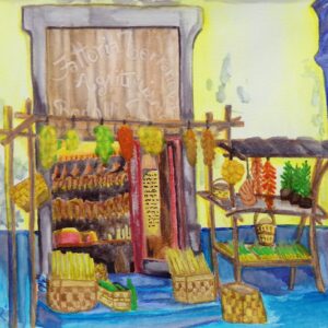 Italian Agritourism Market Watercolor Painting By The GYPSY