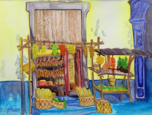 Italian Agritourism Market Watercolor Painting By The GYPSY