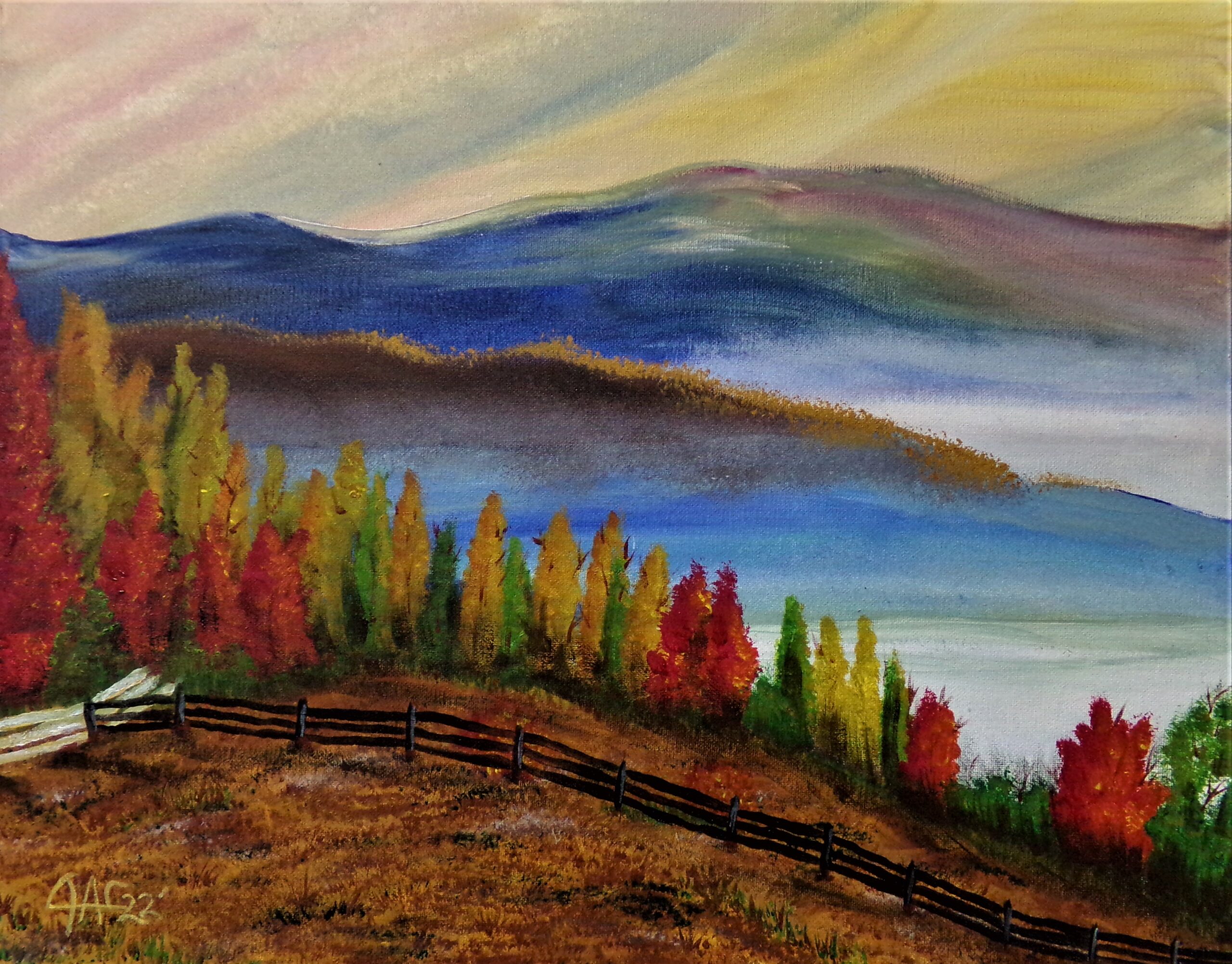 Autumn Hills Watercolor Painting By The GYPSY
