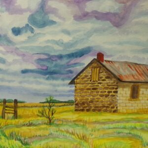 Geary County School House Watercolor Painting By The GYPSY