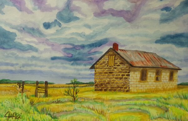 Geary County School House Watercolor Painting By The GYPSY