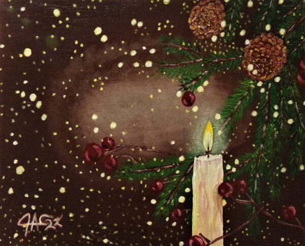 Christmas Candle Acrylic Painting By The GYPSY