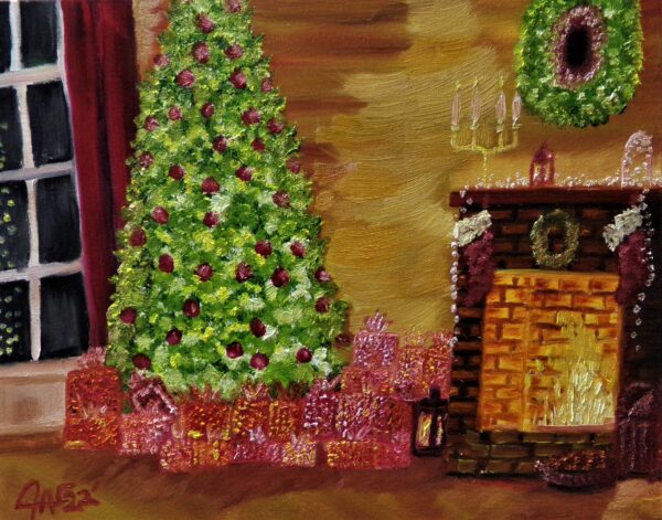 Christmas Hearth Impressionist Oil Painting By The GYPSY