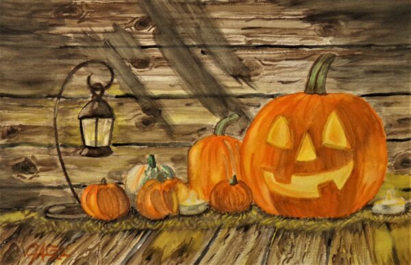 Jack O' Lantern Watercolor Painting By: The GYPSY